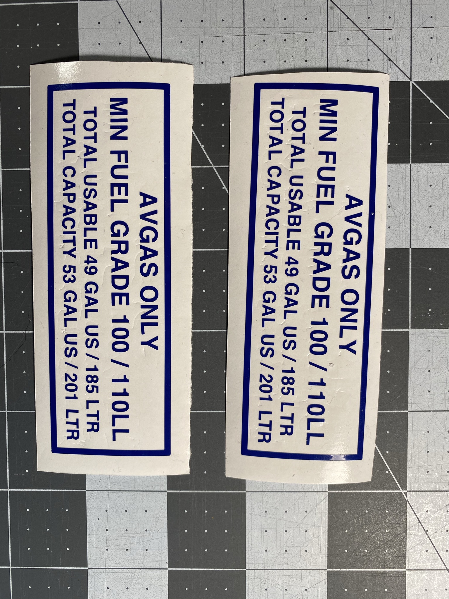 Aircraft Vinyl Placards